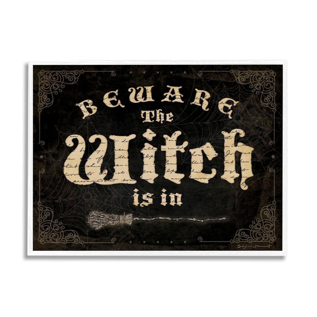 Stupell Industries Beware The Witch Vintage Phrase Framed Giclee Art